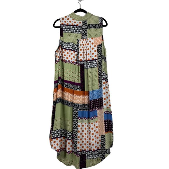 Anthropologie Maeve Everyway Patchwork Dress Shirt Dress Sleeveless Mixed Print - Picture 5 of 11